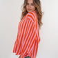 Musselinbluse Bold Stripes kurz - Rosa/Orange