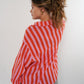 Musselinbluse Bold Stripes kurz - Rosa/Orange