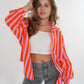 Musselinbluse Bold Stripes kurz - Rosa/Orange