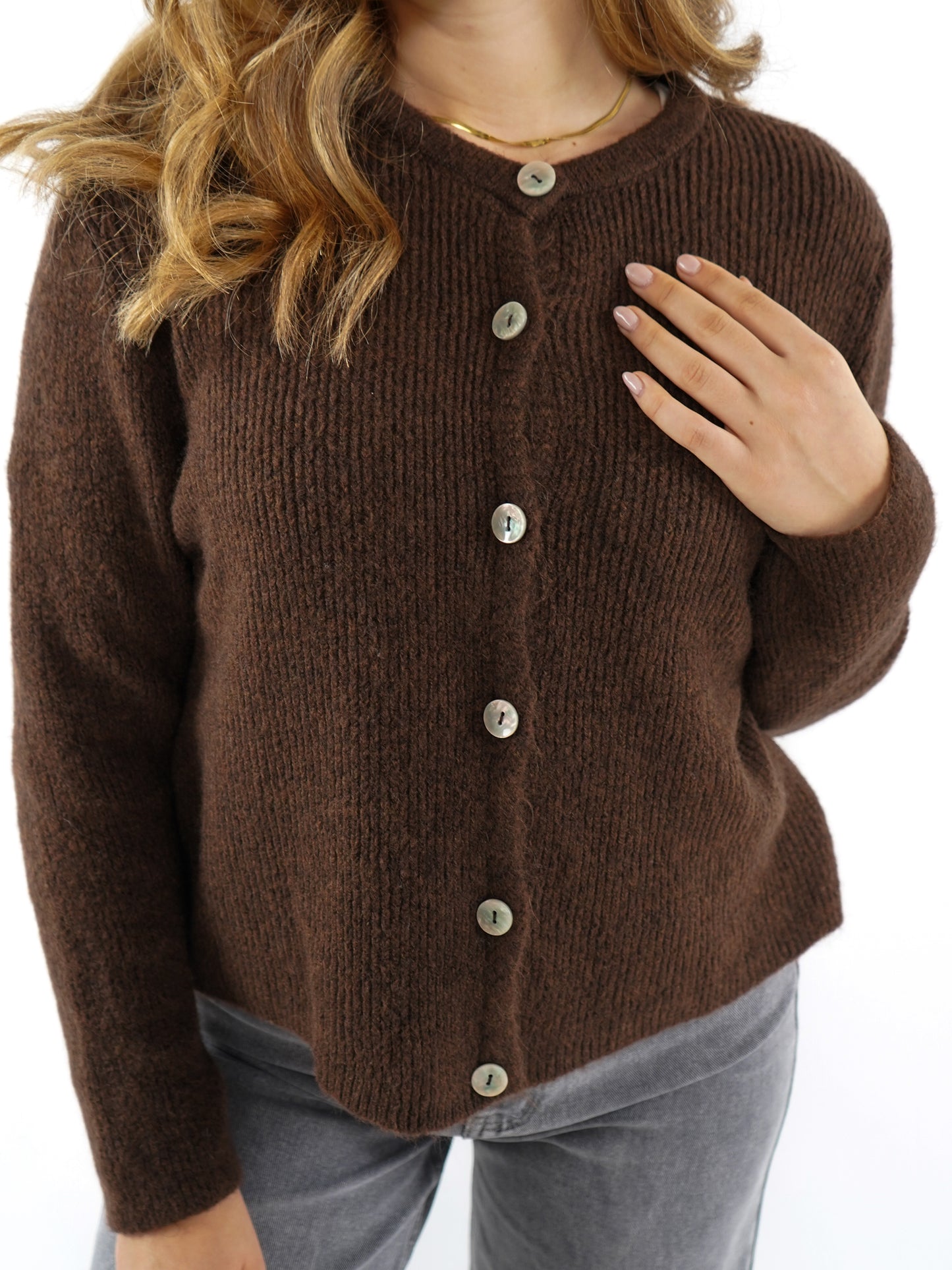 Strickjacke Langarm Ina - Chocolate