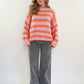 Strickpullover Amy Stripes - Rosa