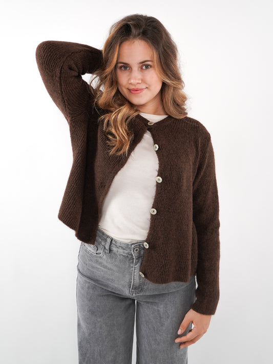 Strickjacke Langarm Ina - Chocolate