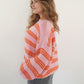 Strickpullover Amy Stripes - Rosa