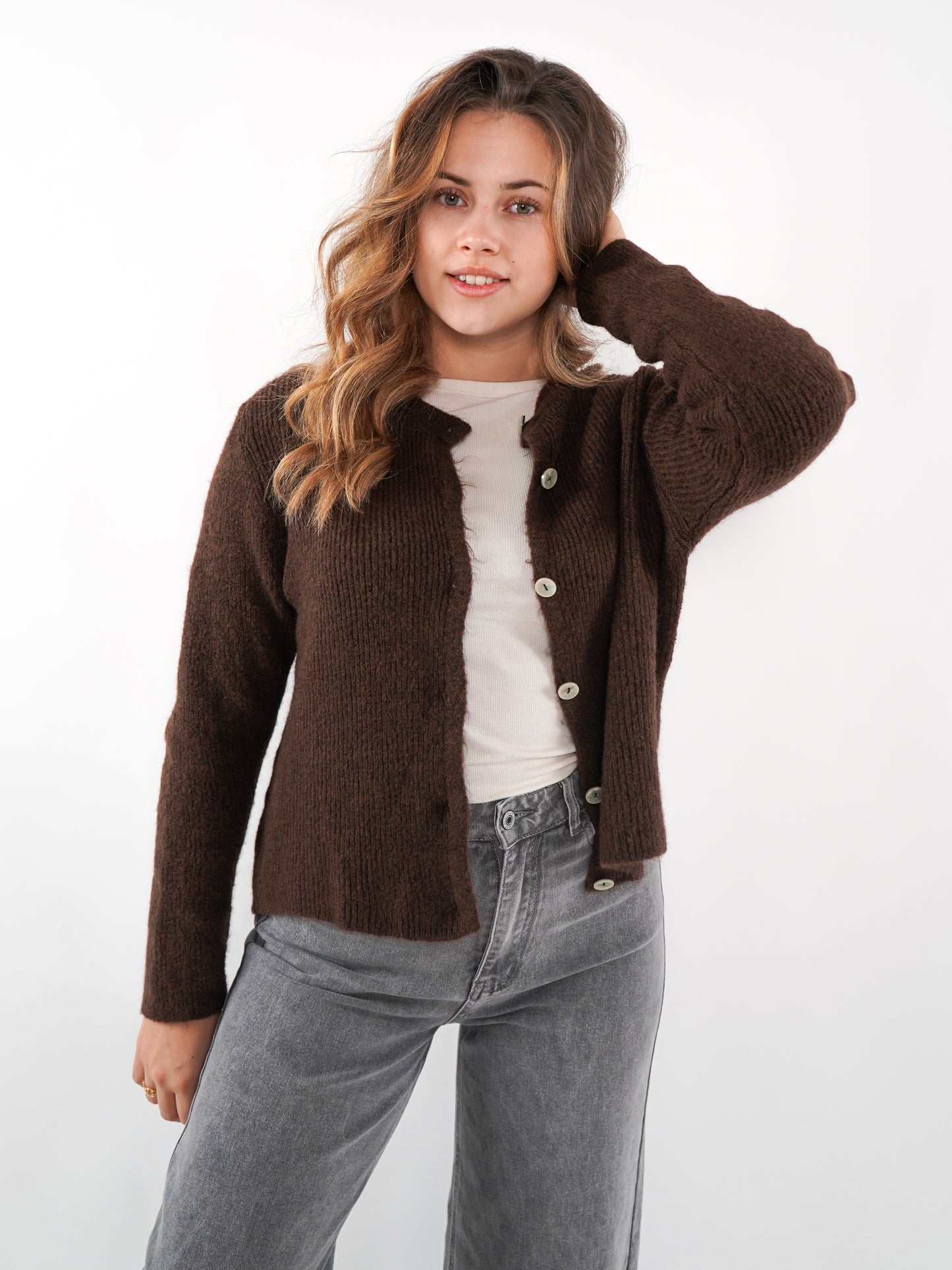 Strickjacke Langarm Ina - Chocolate