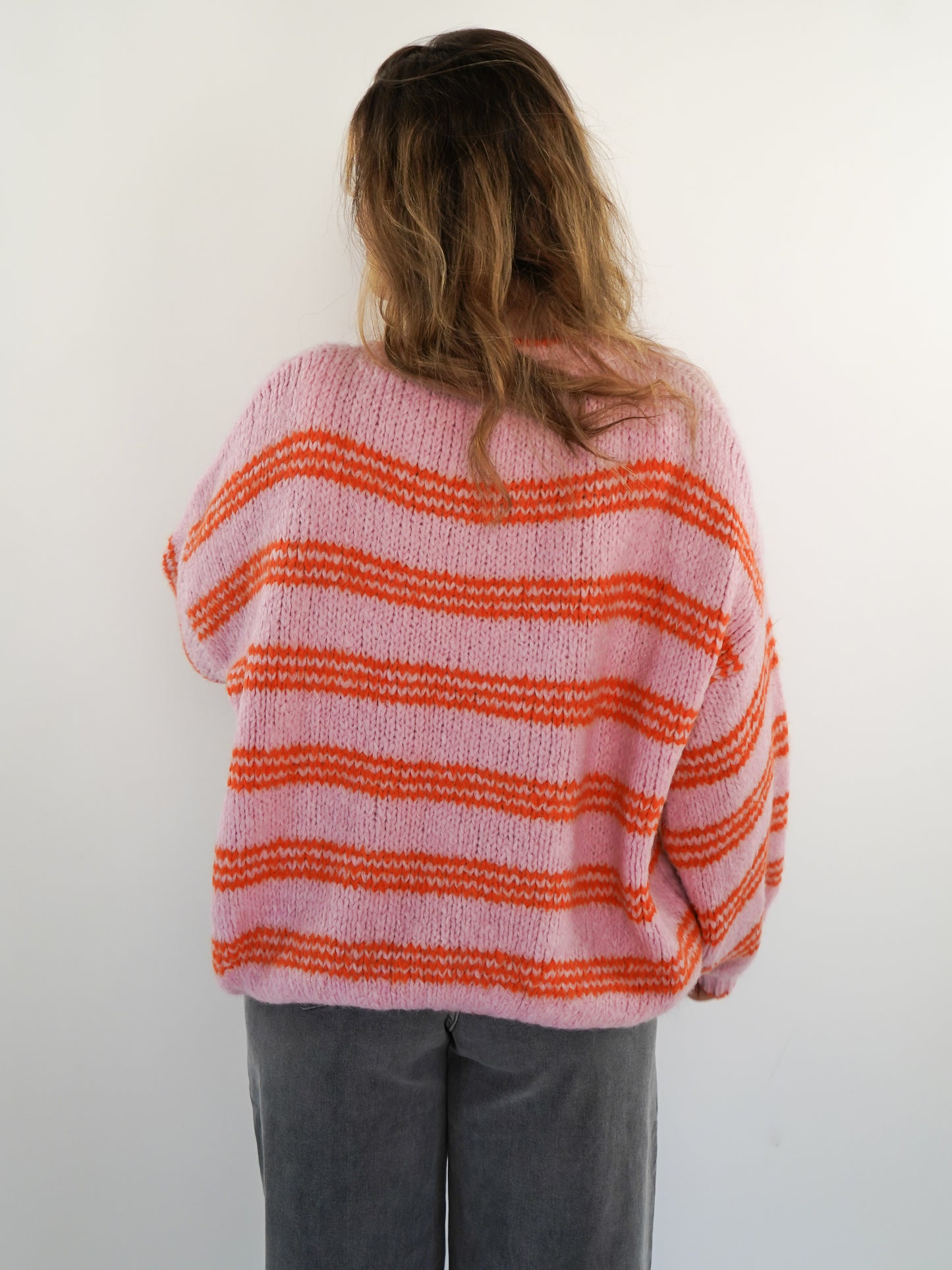 Strickpullover Amy Stripes - Rosa