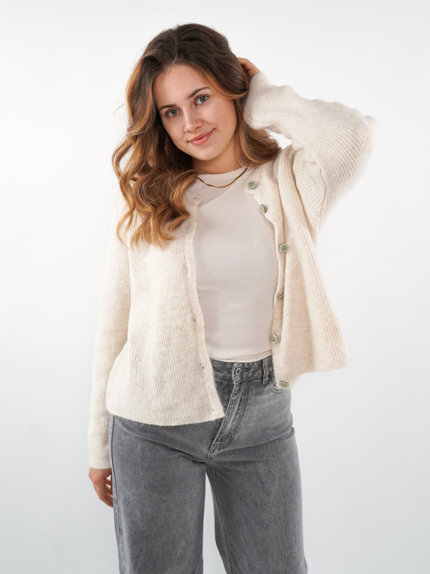 Strickjacke Langarm Ina - Creme