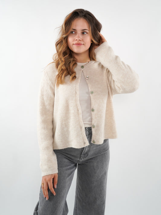 Strickjacke Langarm Ina - Creme