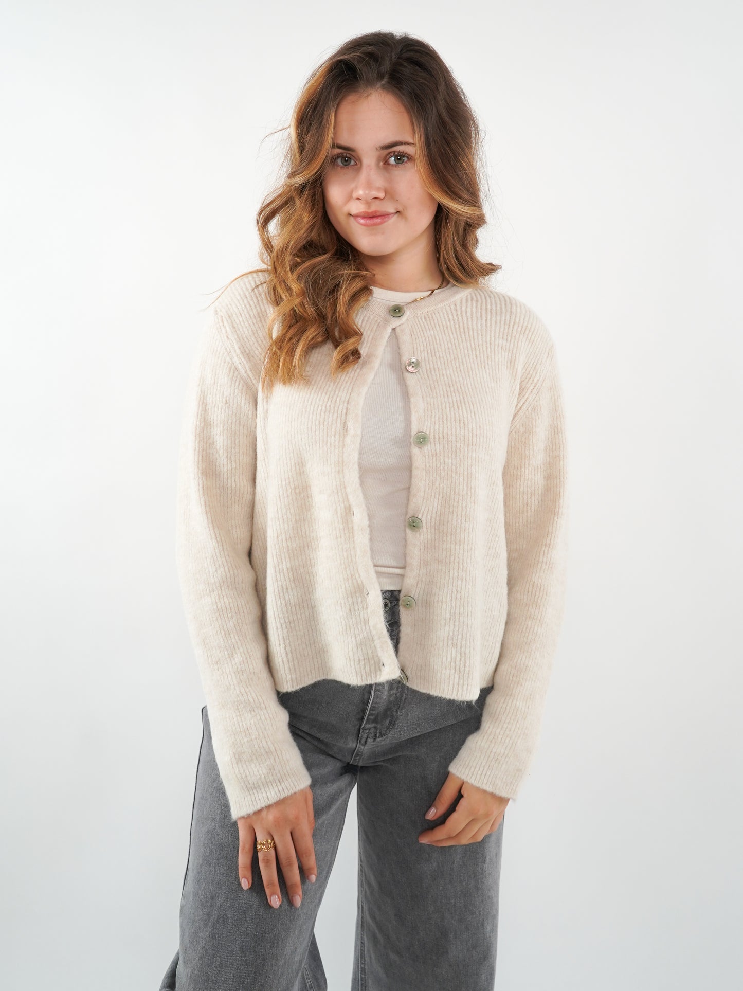 Strickjacke Langarm Ina - Creme