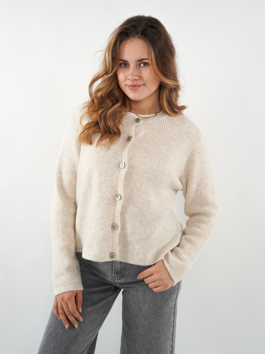 Strickjacke Langarm Ina - Creme