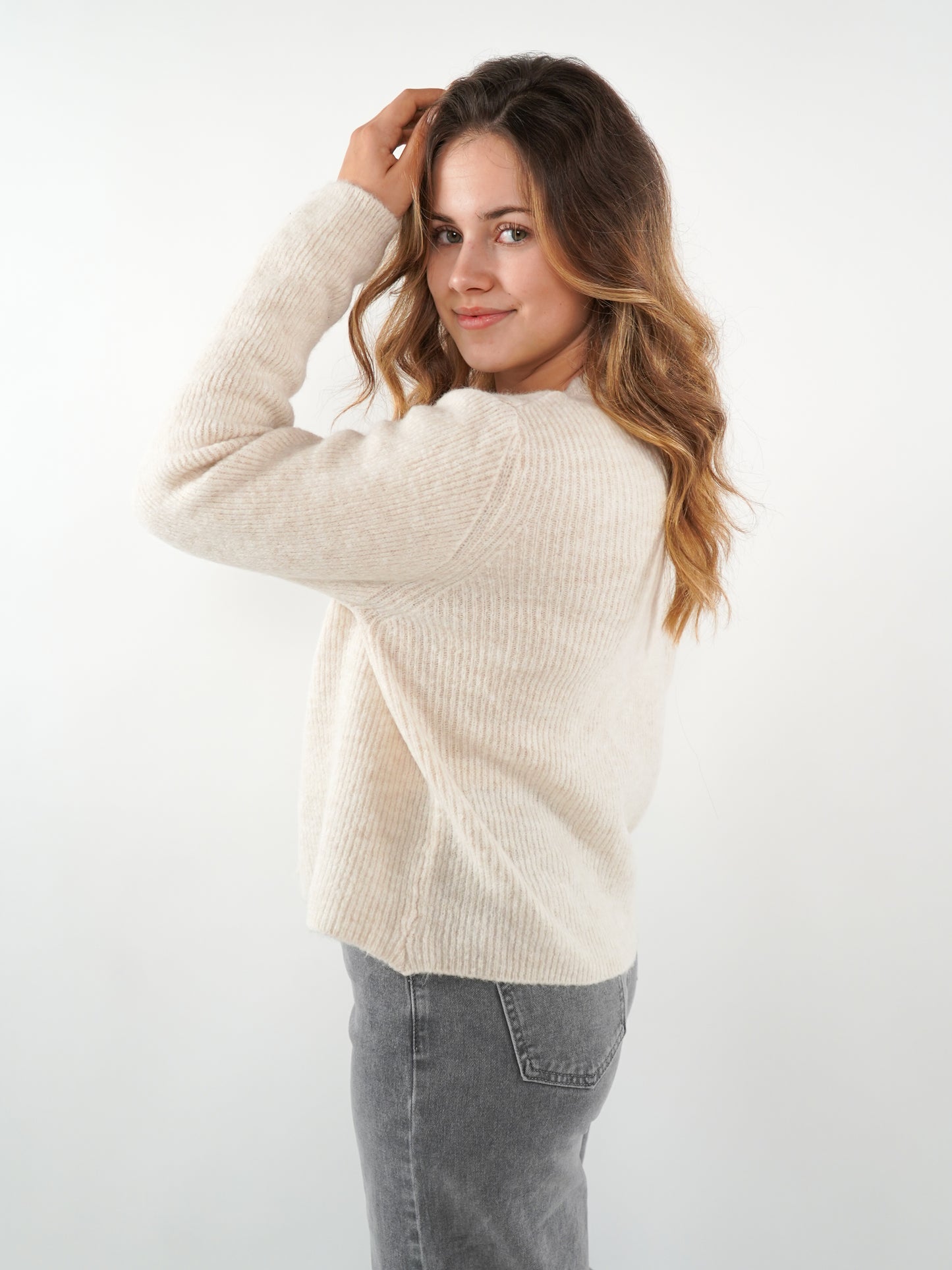 Strickjacke Langarm Ina - Creme