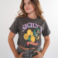 Sicily Lemon Cropped Tee - Dunkelgrau