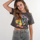 Sicily Lemon Cropped Tee - Dunkelgrau