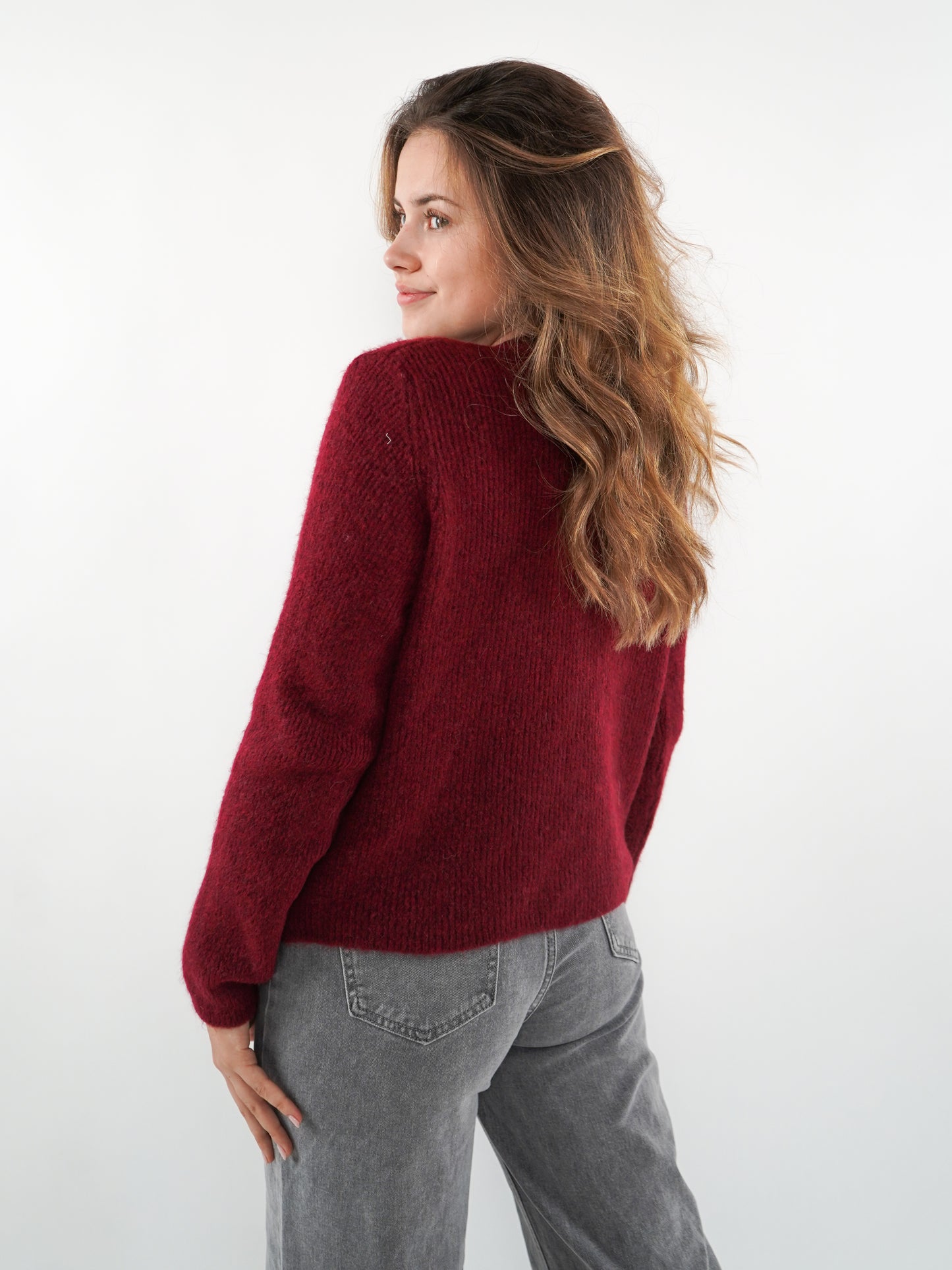 Strickjacke Langarm Ina - Dark Berry