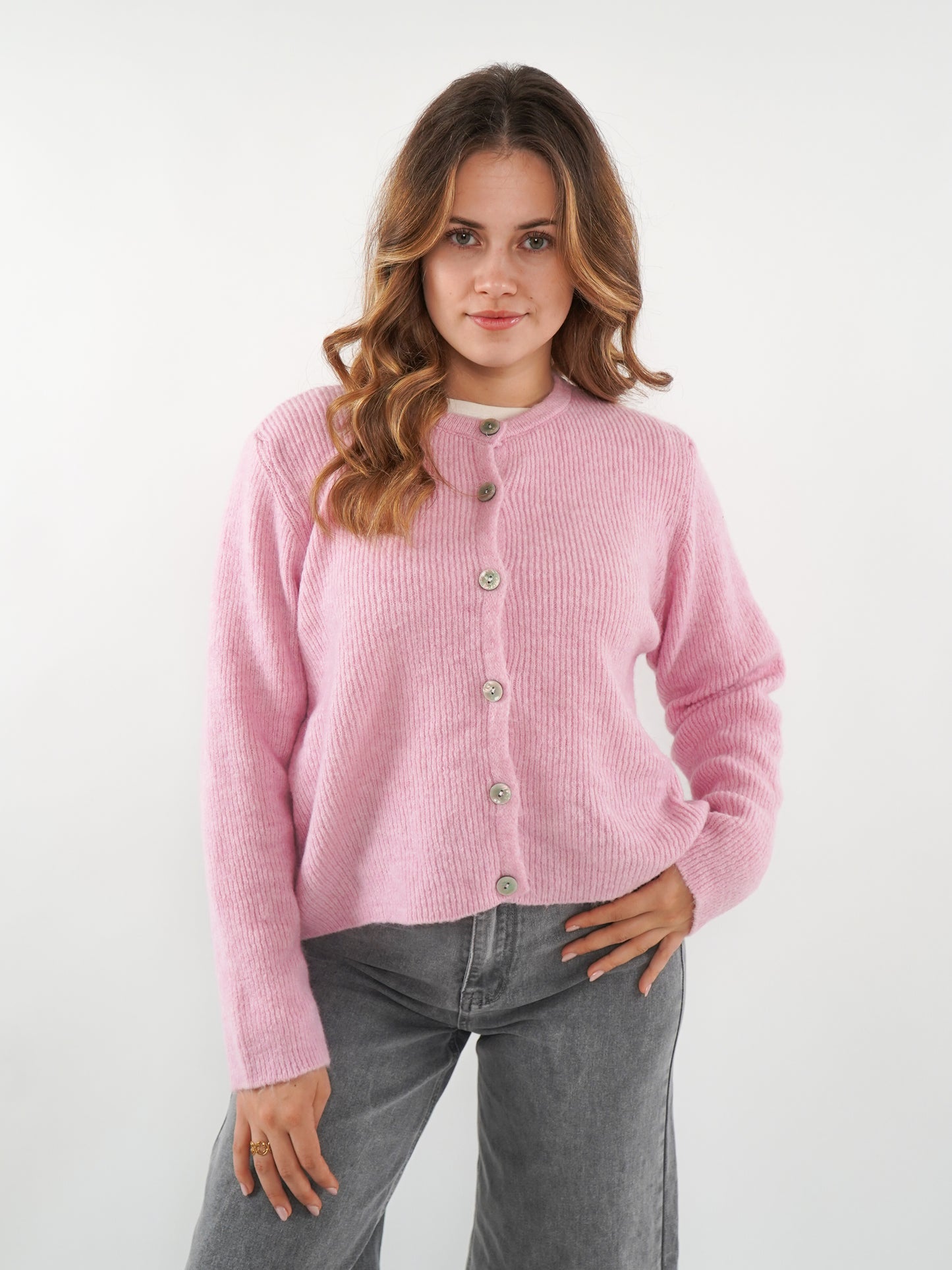 Strickjacke Langarm Ina - Rosa