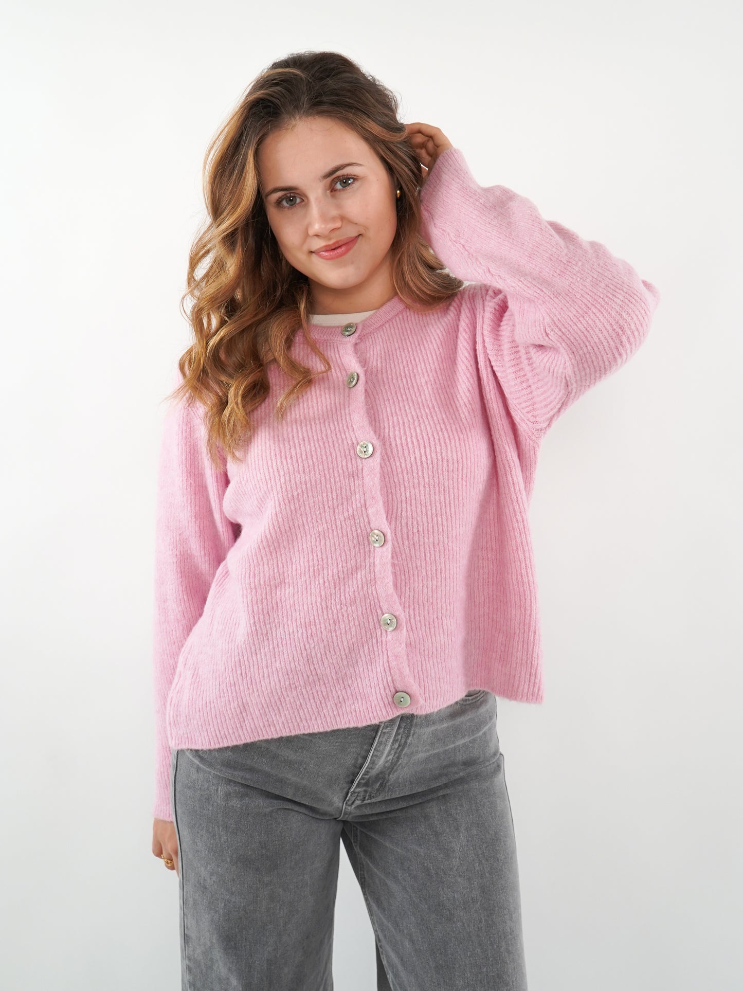 Strickjacke Langarm Ina - Rosa