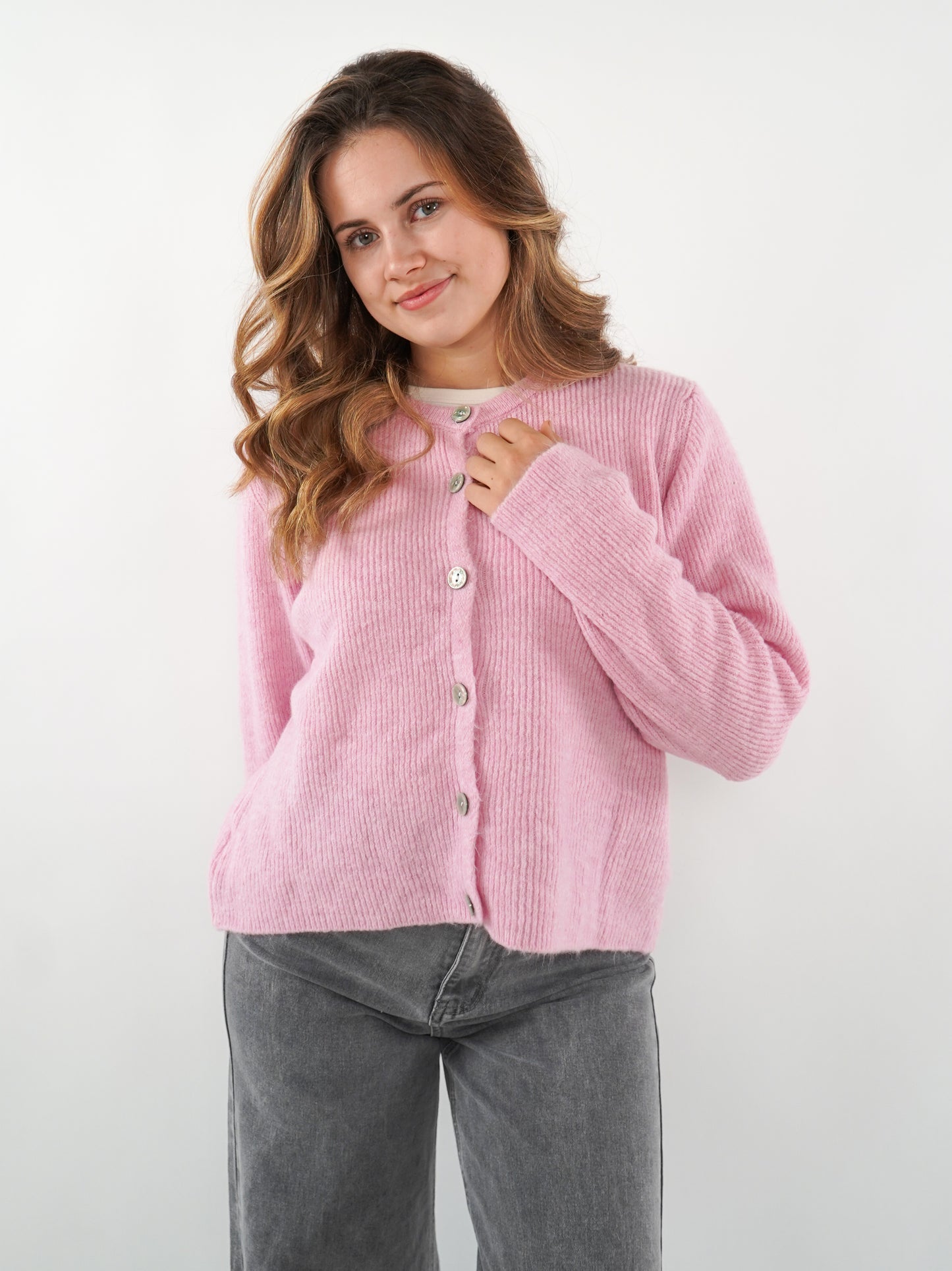 Strickjacke Langarm Ina - Rosa