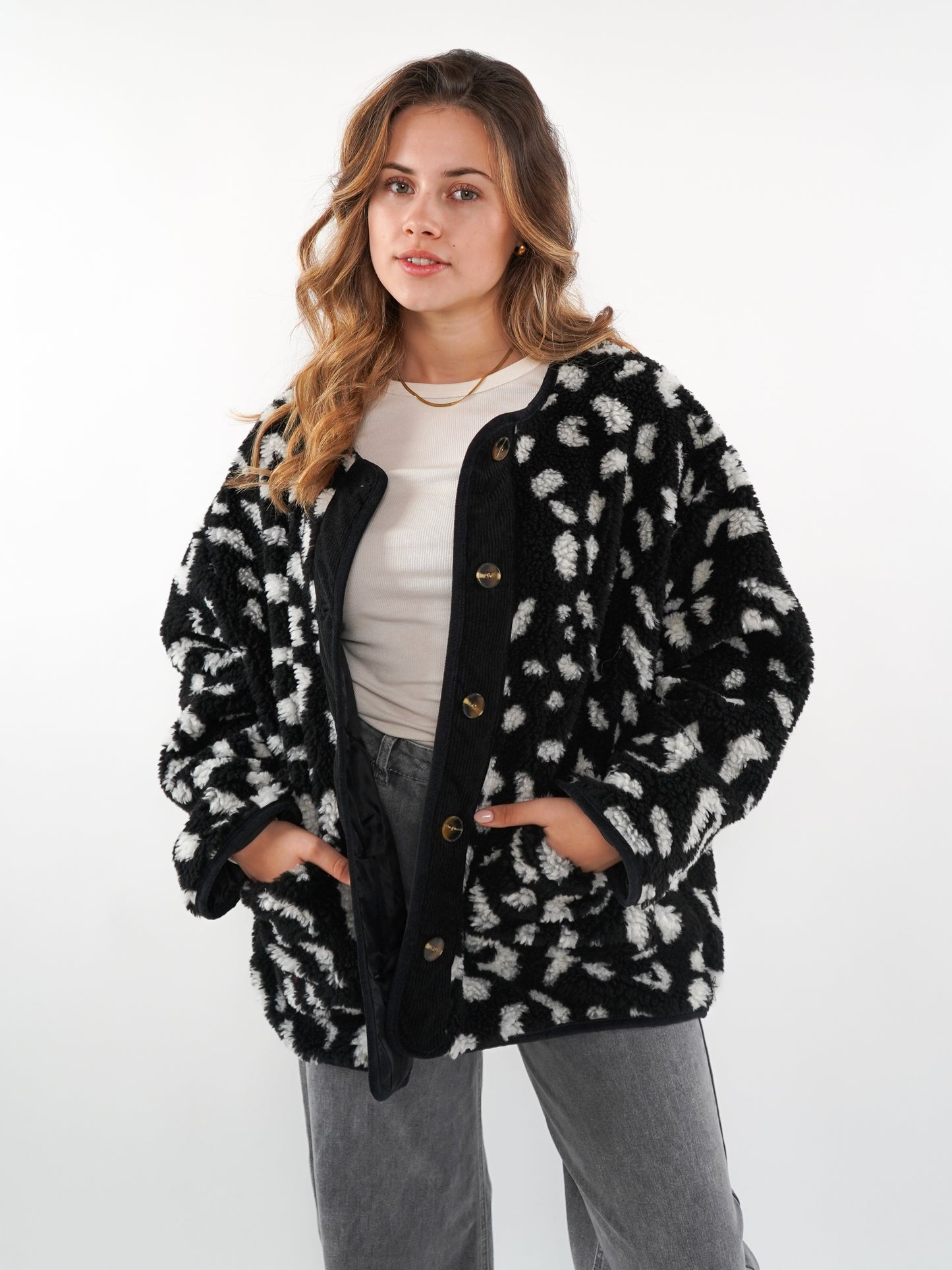 Teddyjacke mit Cord Charlotte - Leo Schwarz