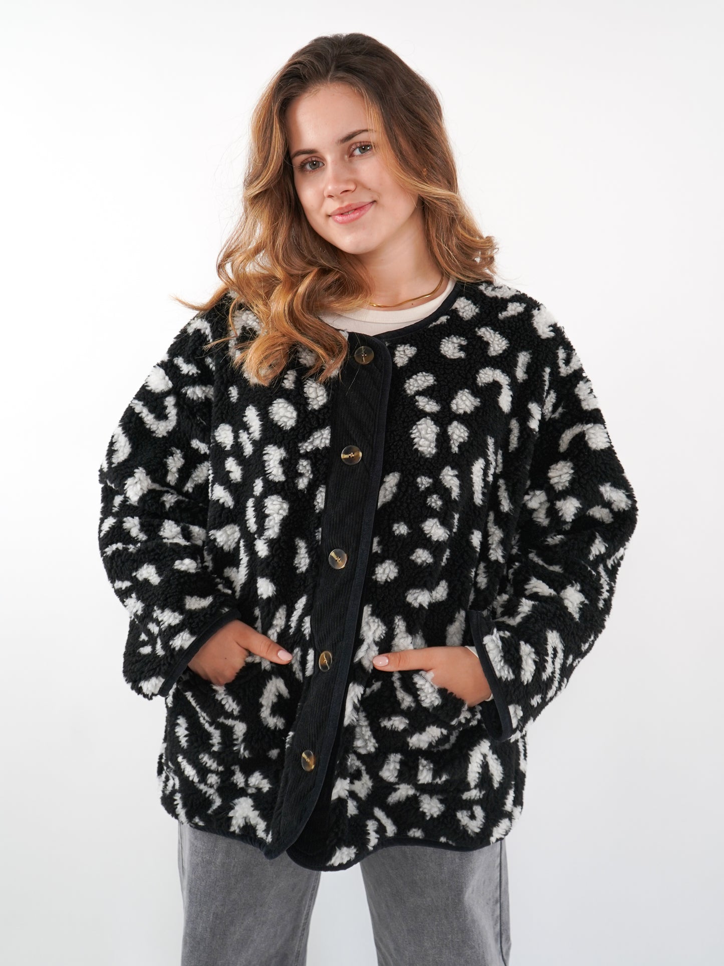 Teddyjacke mit Cord Charlotte - Leo Schwarz