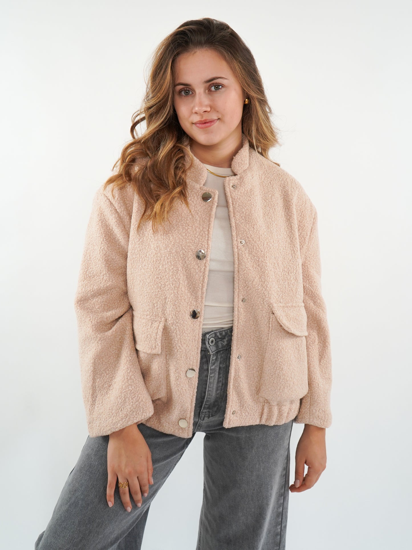 Classy Bouclé Bomberjacke - Rosé