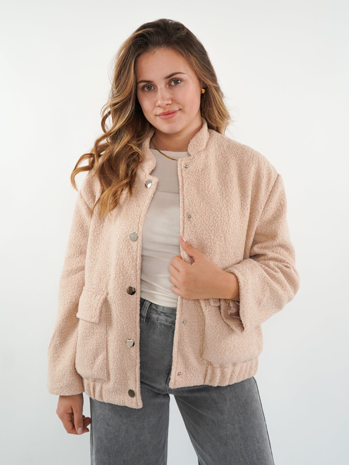 Classy Bouclé Bomberjacke - Rosé