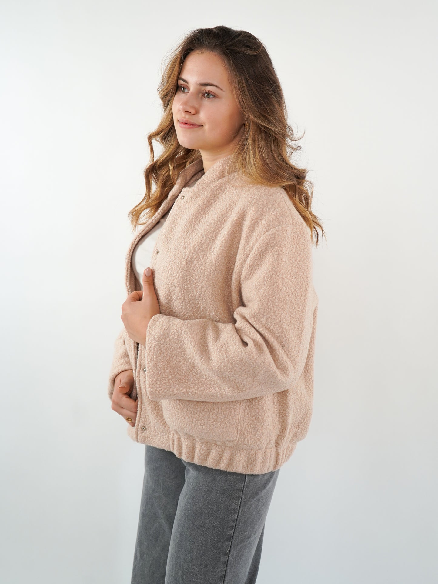 Classy Bouclé Bomberjacke - Rosé