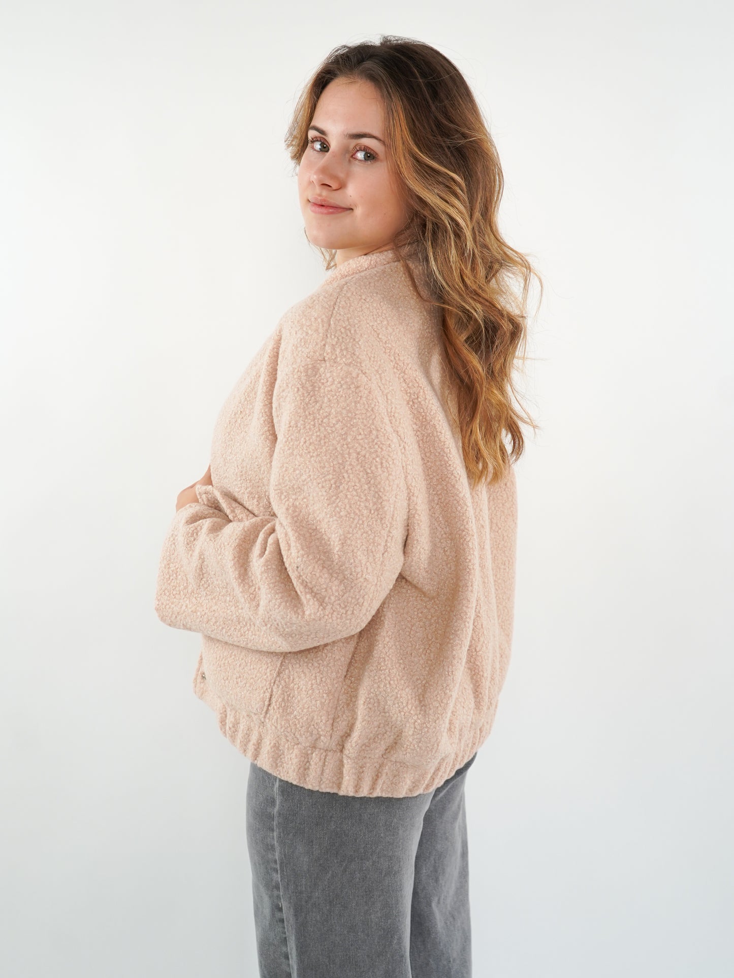 Classy Bouclé Bomberjacke - Rosé