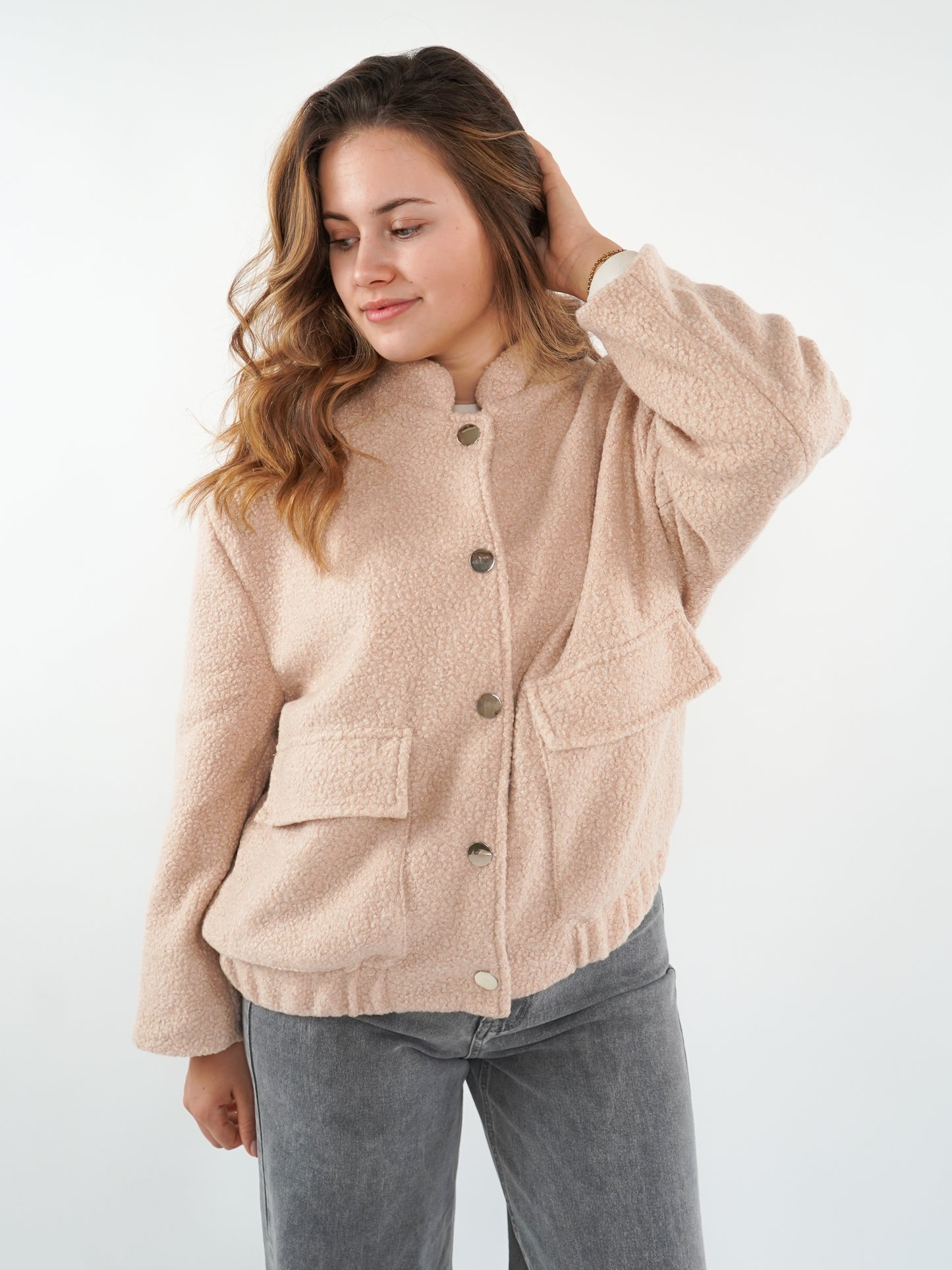 Classy Bouclé Bomberjacke - Rosé