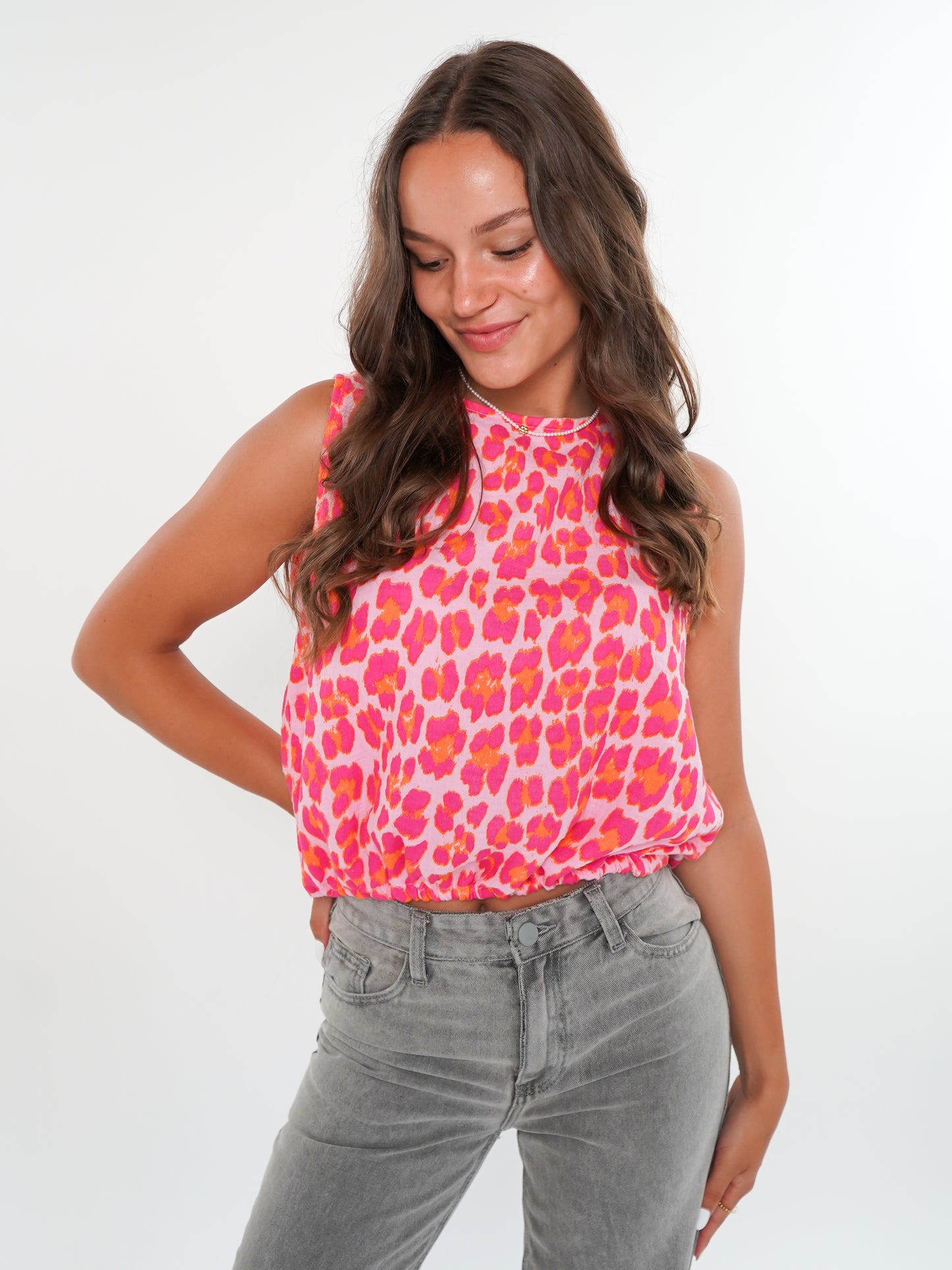 Musselin Tanktop -  Leo Pink