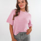 Strickshirt Kurzarm Ina - Rosa