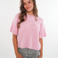 Strickshirt Kurzarm Ina - Rosa