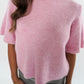 Strickshirt Kurzarm Ina - Rosa