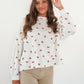 Frottee Sweater Cherry - Weiß