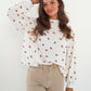 Frottee Sweater Cherry - Weiß