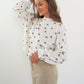 Frottee Sweater Cherry - Weiß