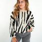 Zebra Strick Pullover - Schwarz mit Weiß