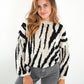 Zebra Strick Pullover - Schwarz mit Weiß