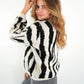 Zebra Strick Pullover - Schwarz mit Weiß