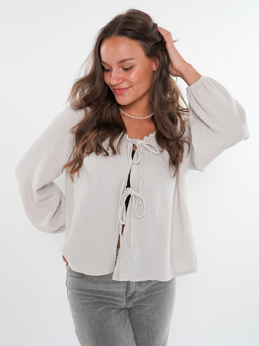 Musselin Bow Cardigan Mila - Beige