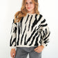 Zebra Strick Pullover - Schwarz mit Weiß