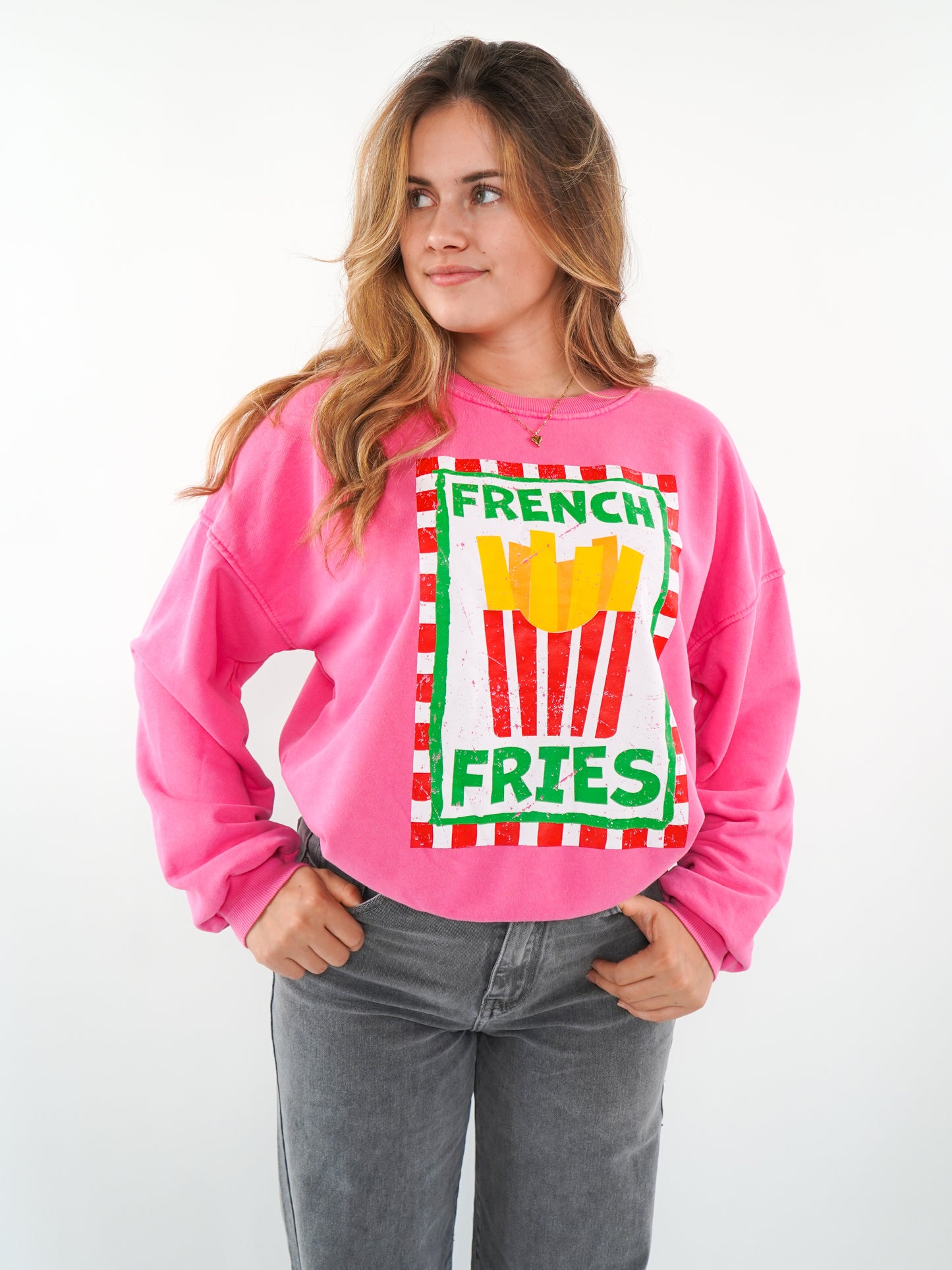 French Fries Summer Sweatshirt - Pink