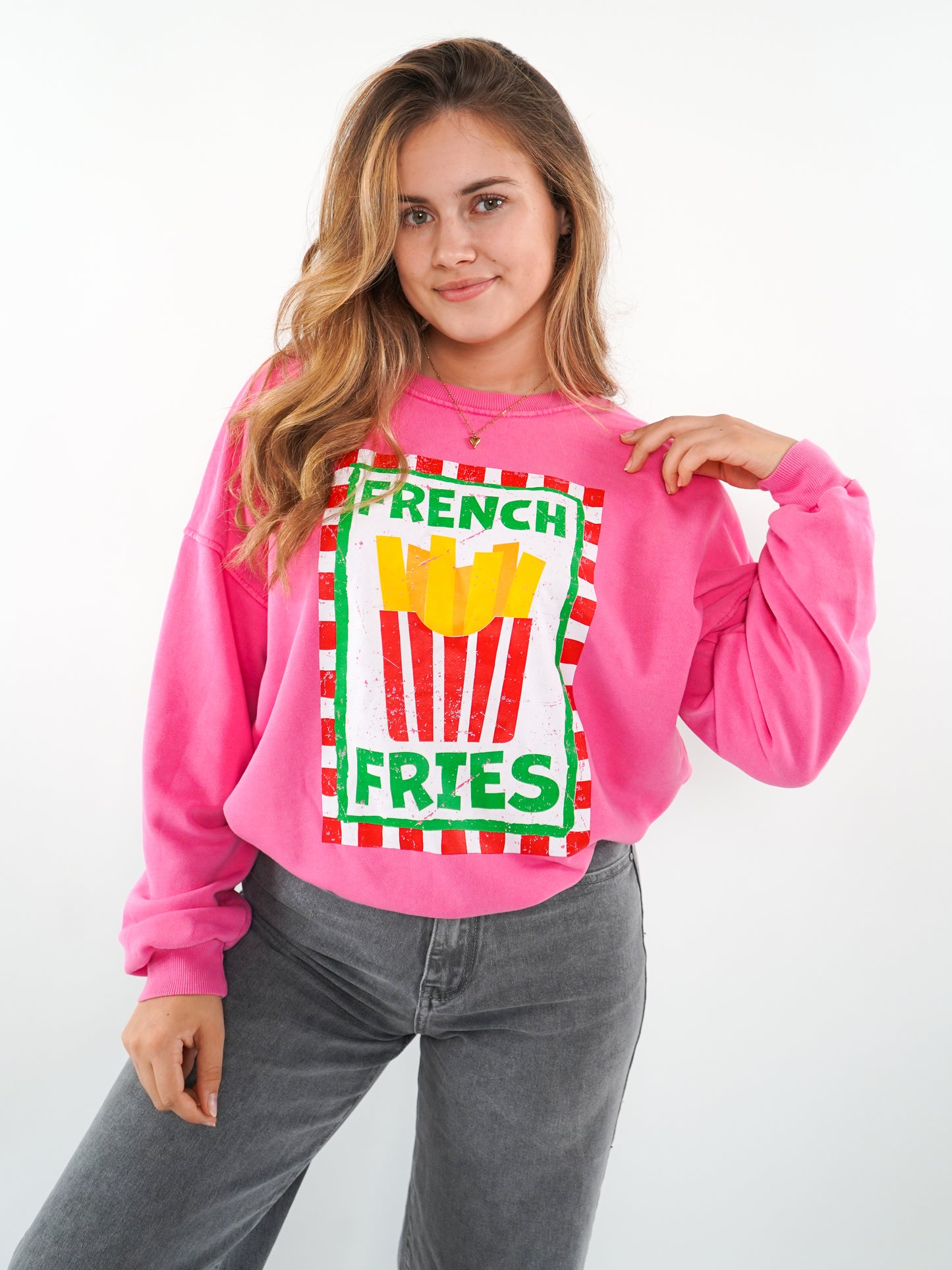 French Fries Summer Sweatshirt - Pink