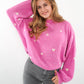 Strick Sweater Herz - Pink