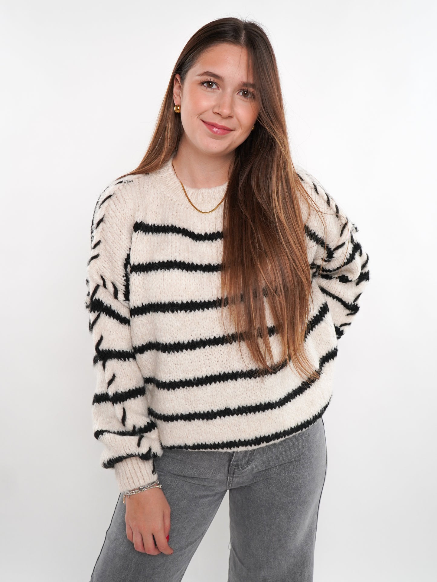 Stripe Vibe Strickpullover - Weiß