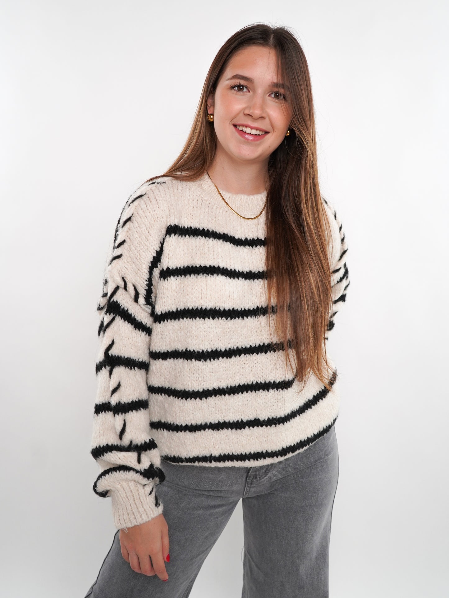 Stripe Vibe Strickpullover - Weiß