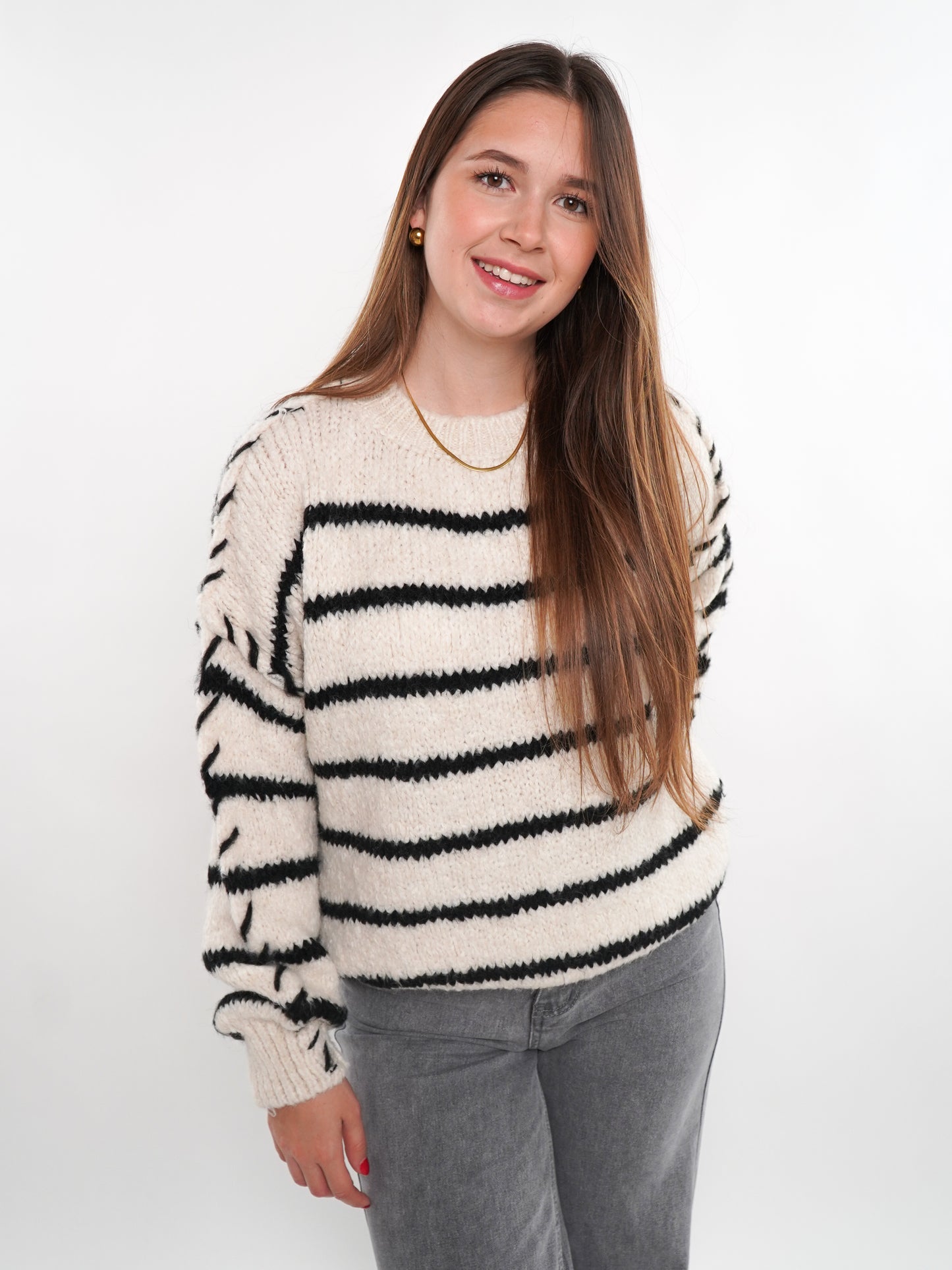 Stripe Vibe Strickpullover - Weiß