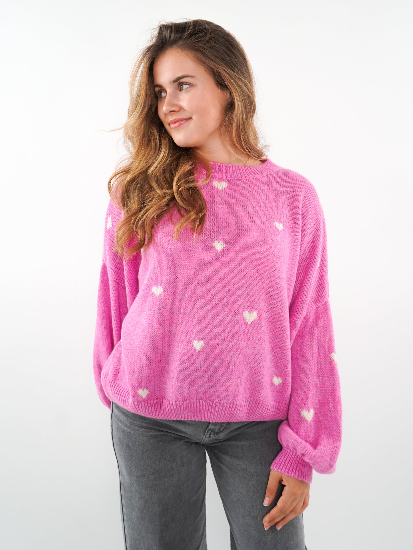 Strick Sweater Herz - Pink