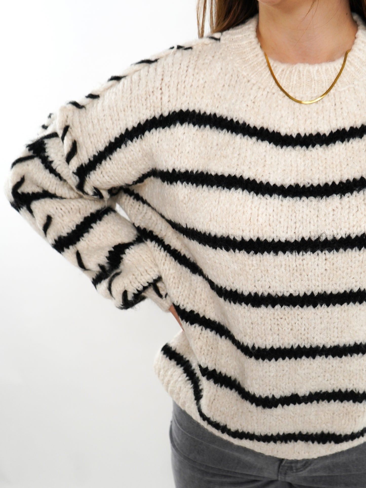 Stripe Vibe Strickpullover - Weiß