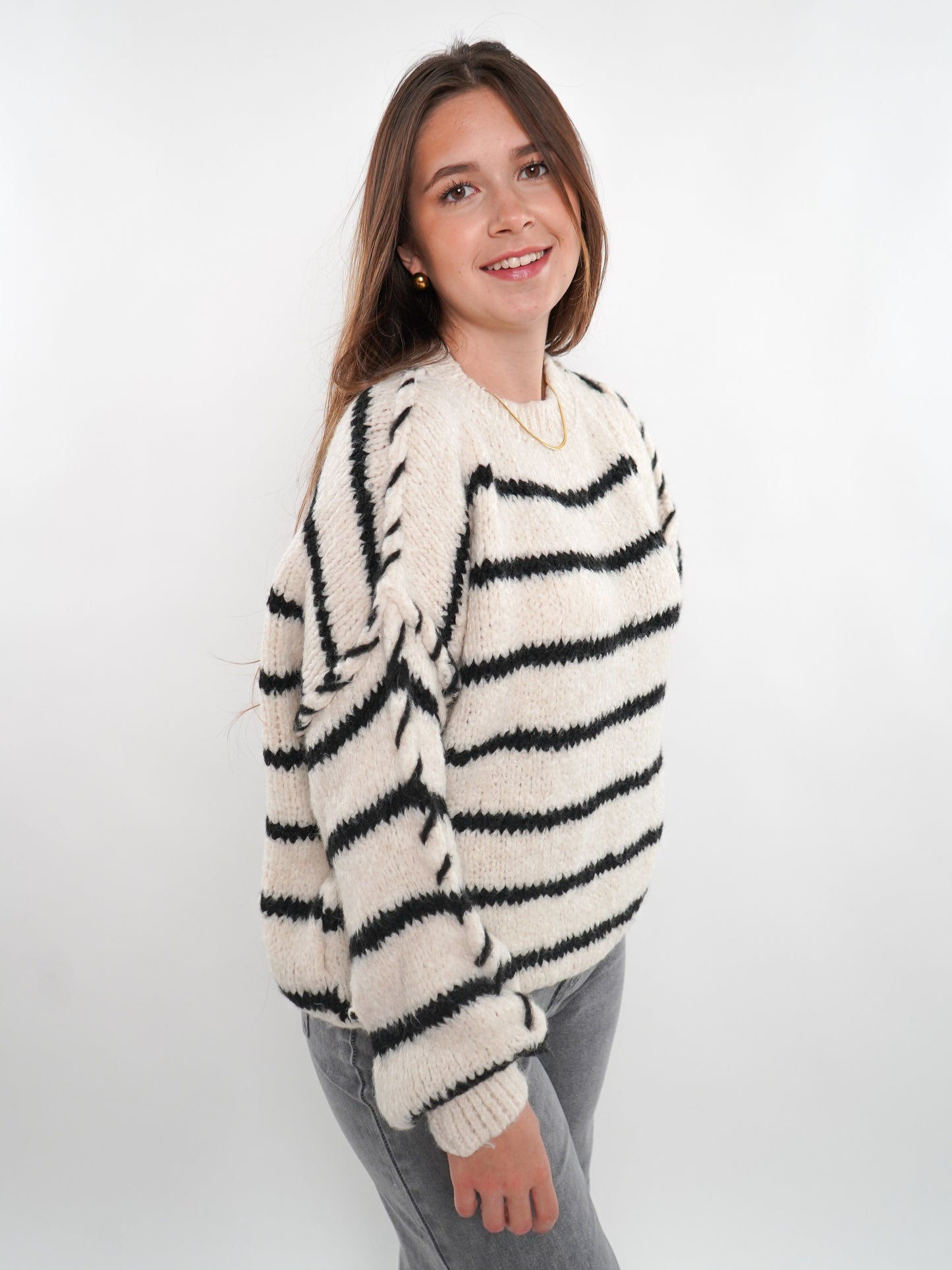 Stripe Vibe Strickpullover - Weiß