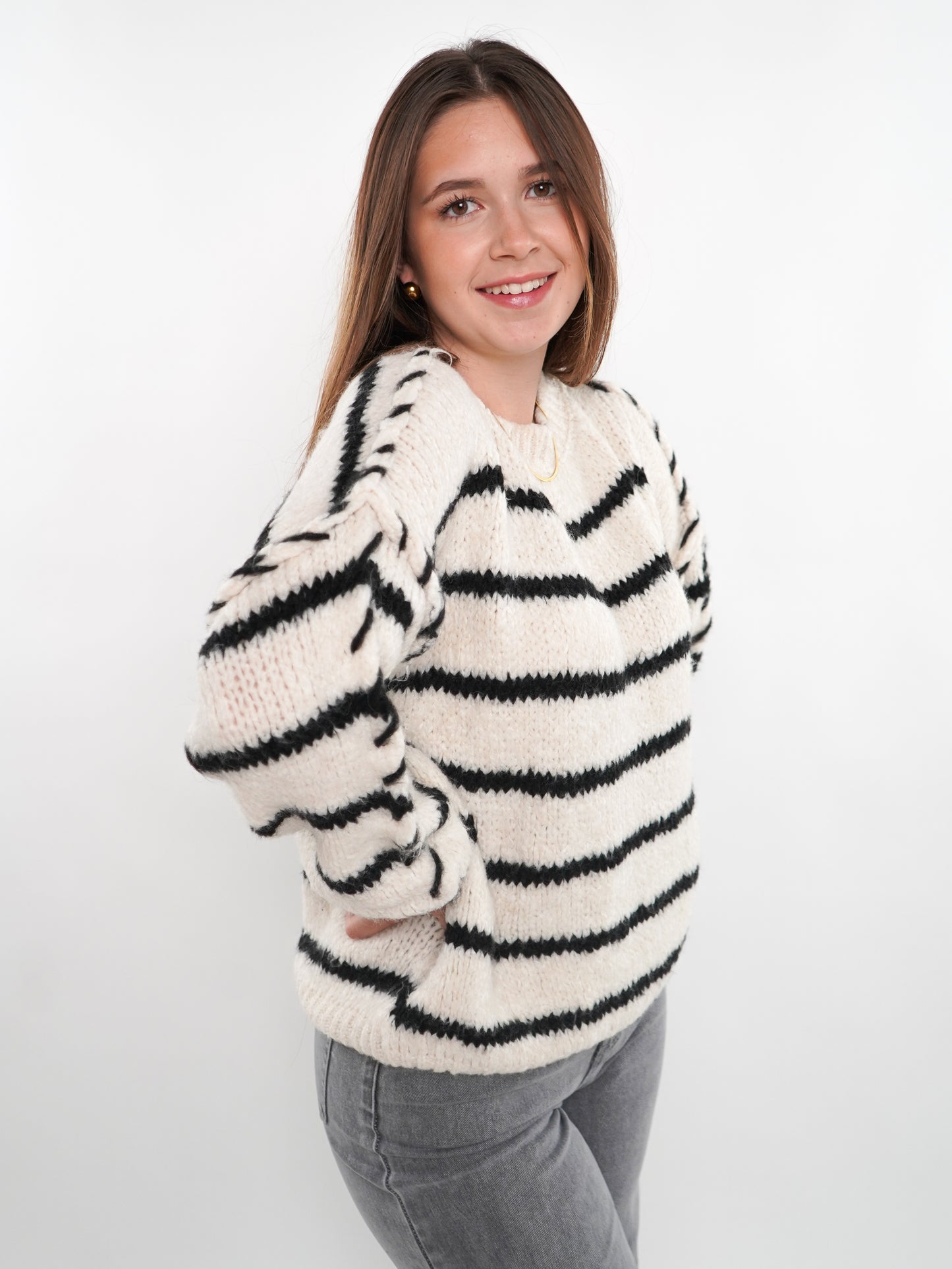 Stripe Vibe Strickpullover - Weiß