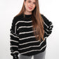 Stripe Vibe Strickpullover - Schwarz